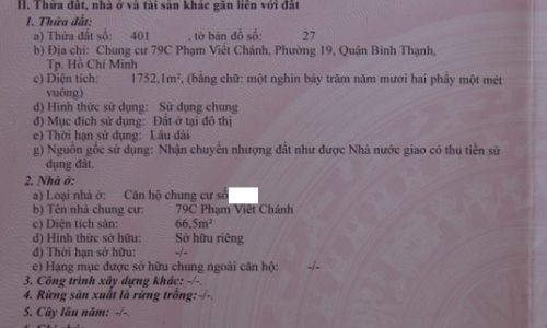 Bán chung cư Phạm Viết Chánh -P19 Bình Thạnh